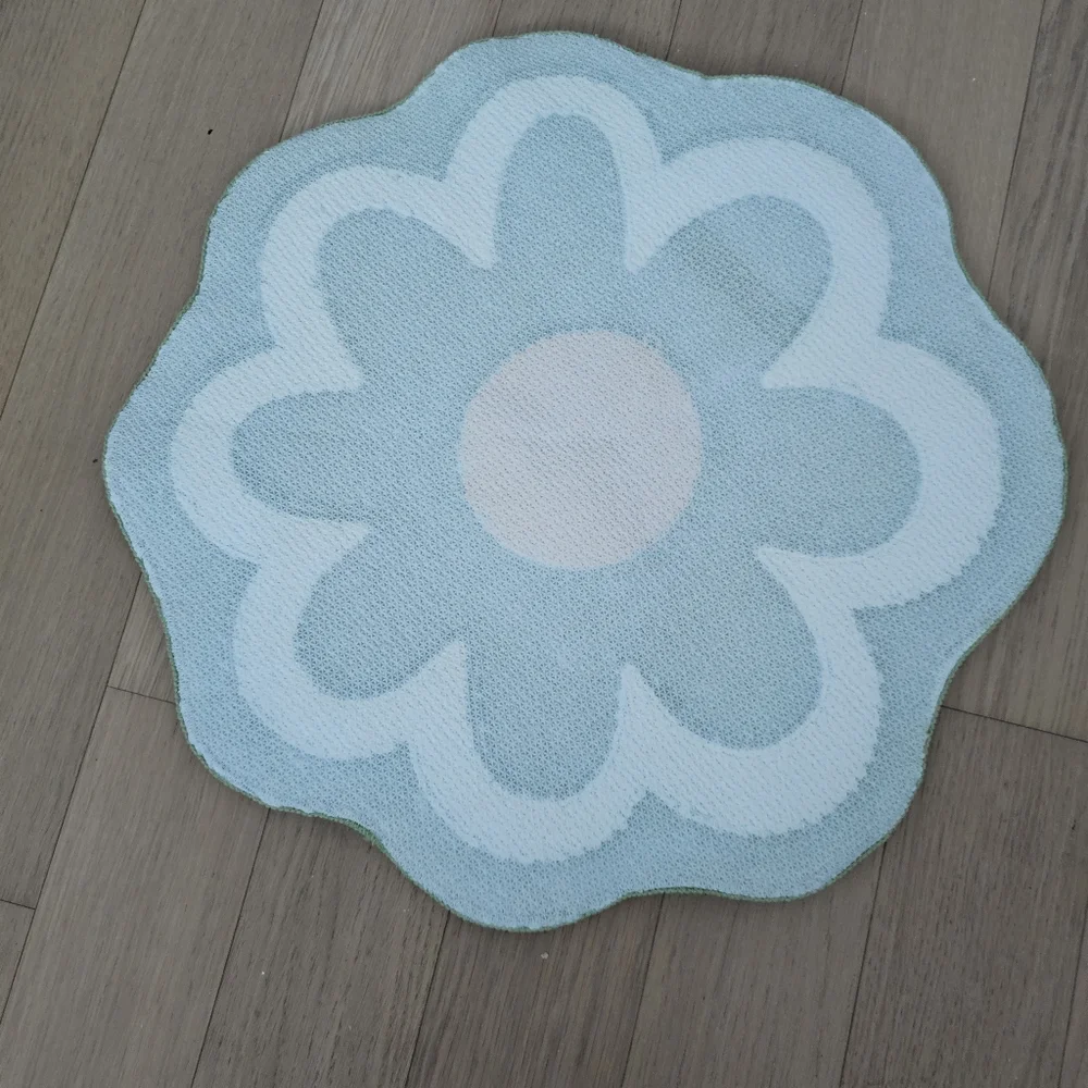 Set of 2 Small Floral Rugs – Green & Yellow, Brand New
